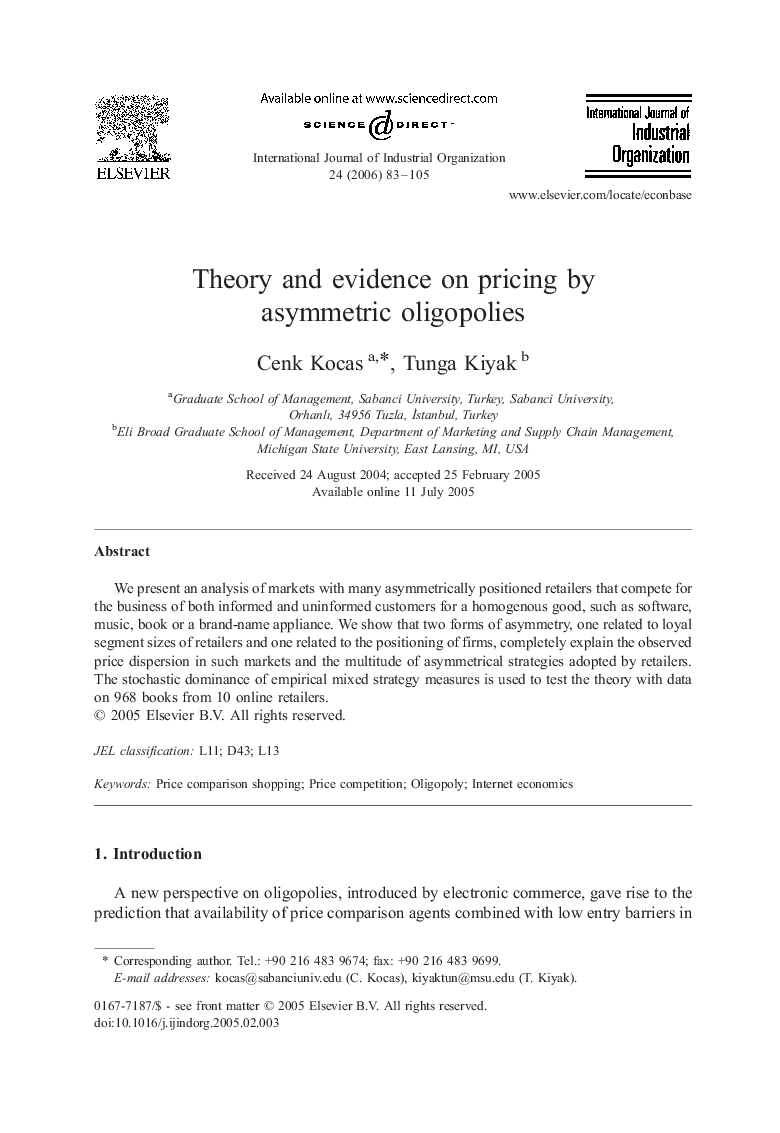 Theory and evidence on pricing by asymmetric oligopolies