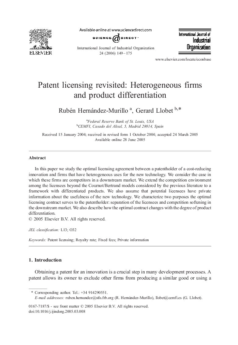 Patent licensing revisited: Heterogeneous firms and product differentiation