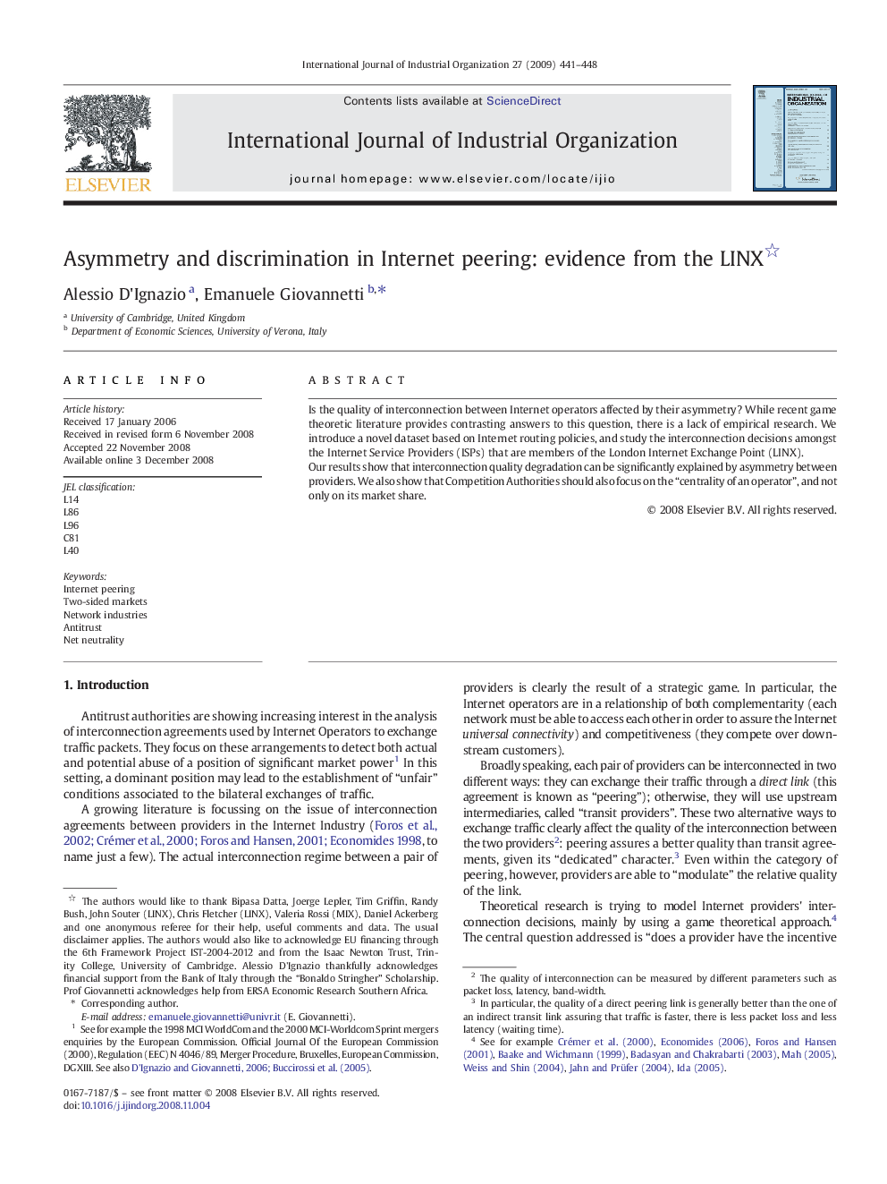 Asymmetry and discrimination in Internet peering: evidence from the LINX