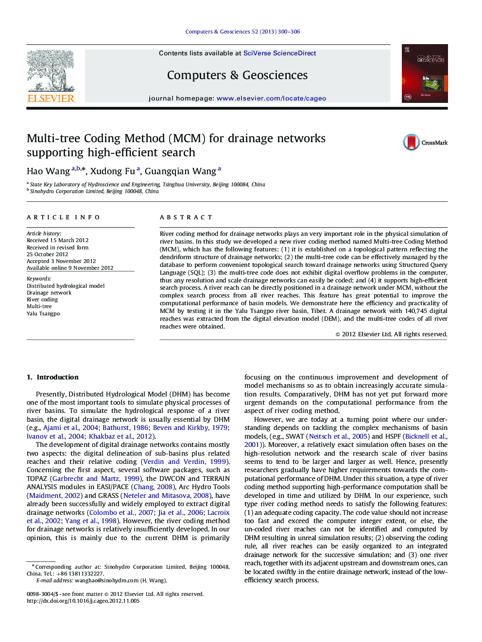 Multi-tree Coding Method (MCM) for drainage networks supporting high-efficient search