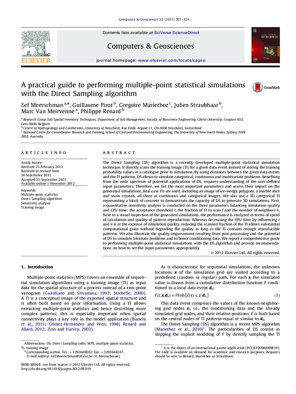 A practical guide to performing multiple-point statistical simulations with the Direct Sampling algorithm