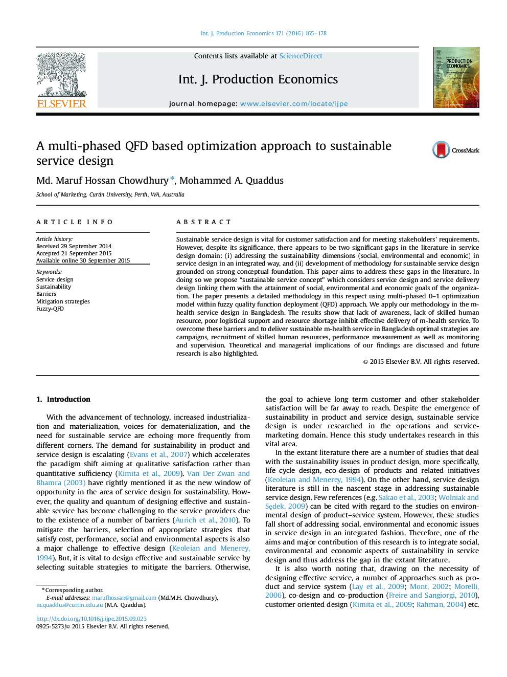 A multi-phased QFD based optimization approach to sustainable service design