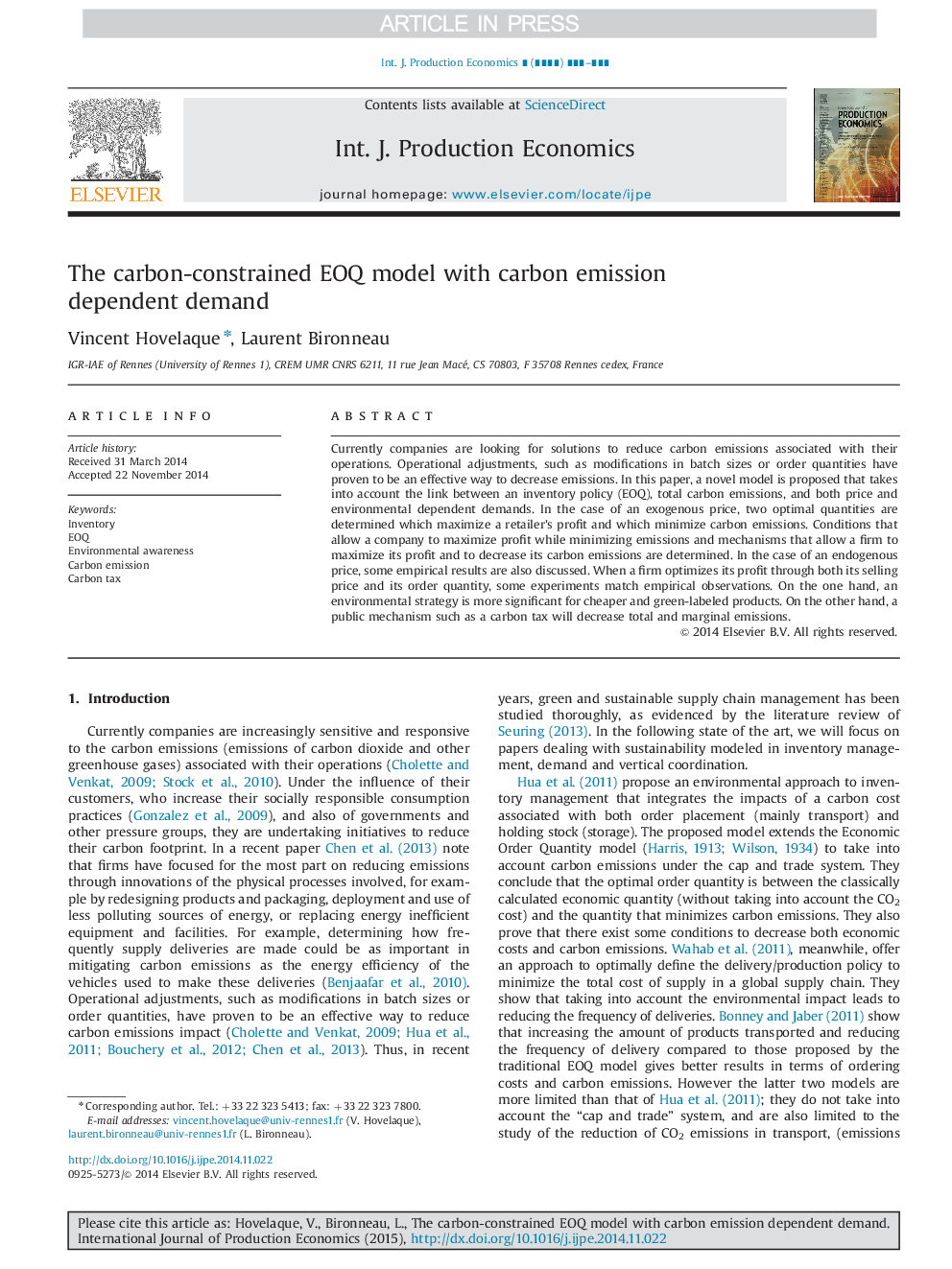 The carbon-constrained EOQ model with carbon emission dependent demand