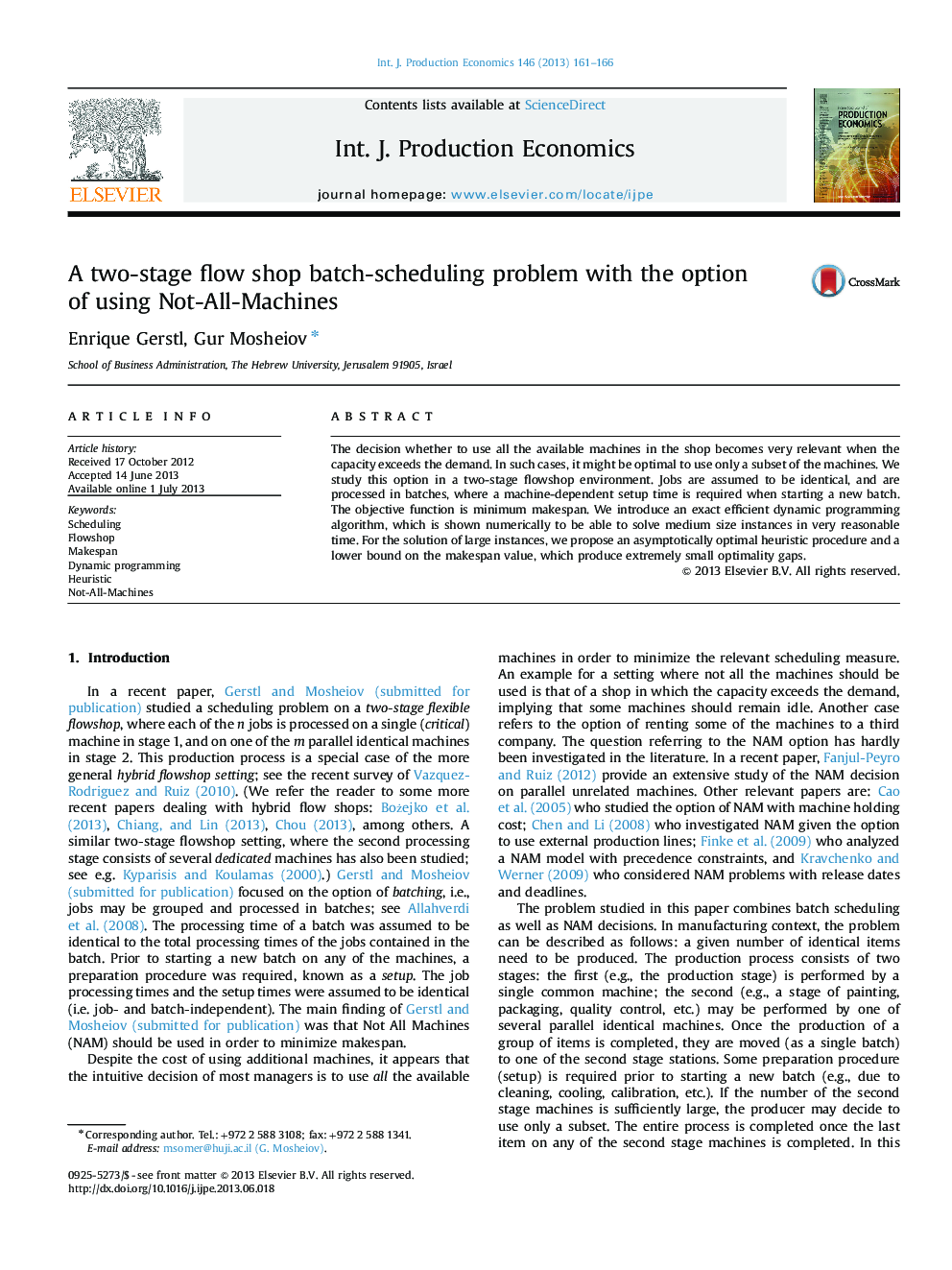 A two-stage flow shop batch-scheduling problem with the option of using Not-All-Machines