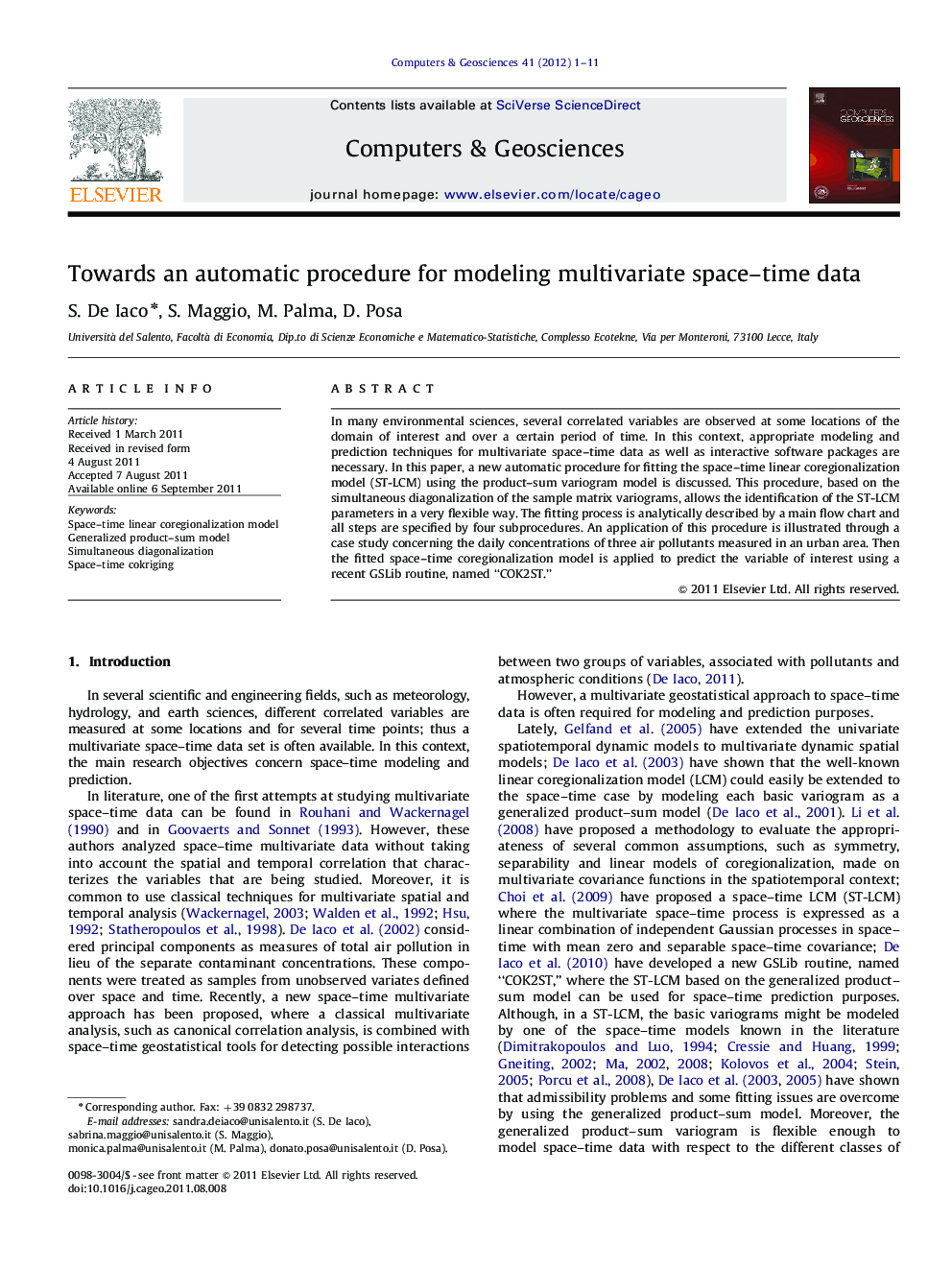 Towards an automatic procedure for modeling multivariate space–time data