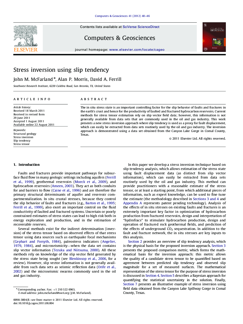 Stress inversion using slip tendency