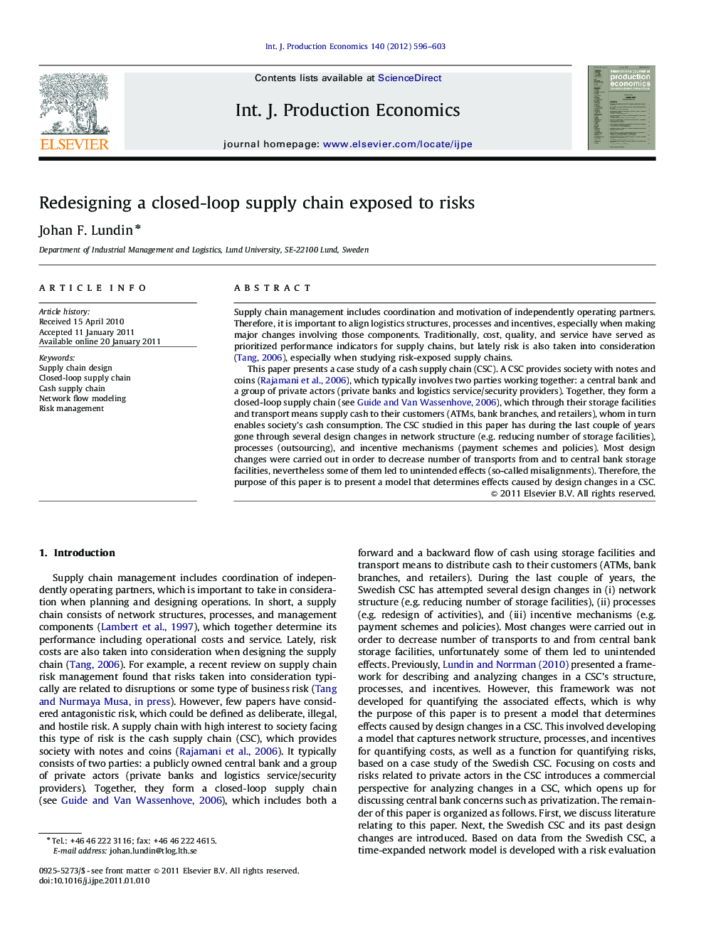 Redesigning a closed-loop supply chain exposed to risks