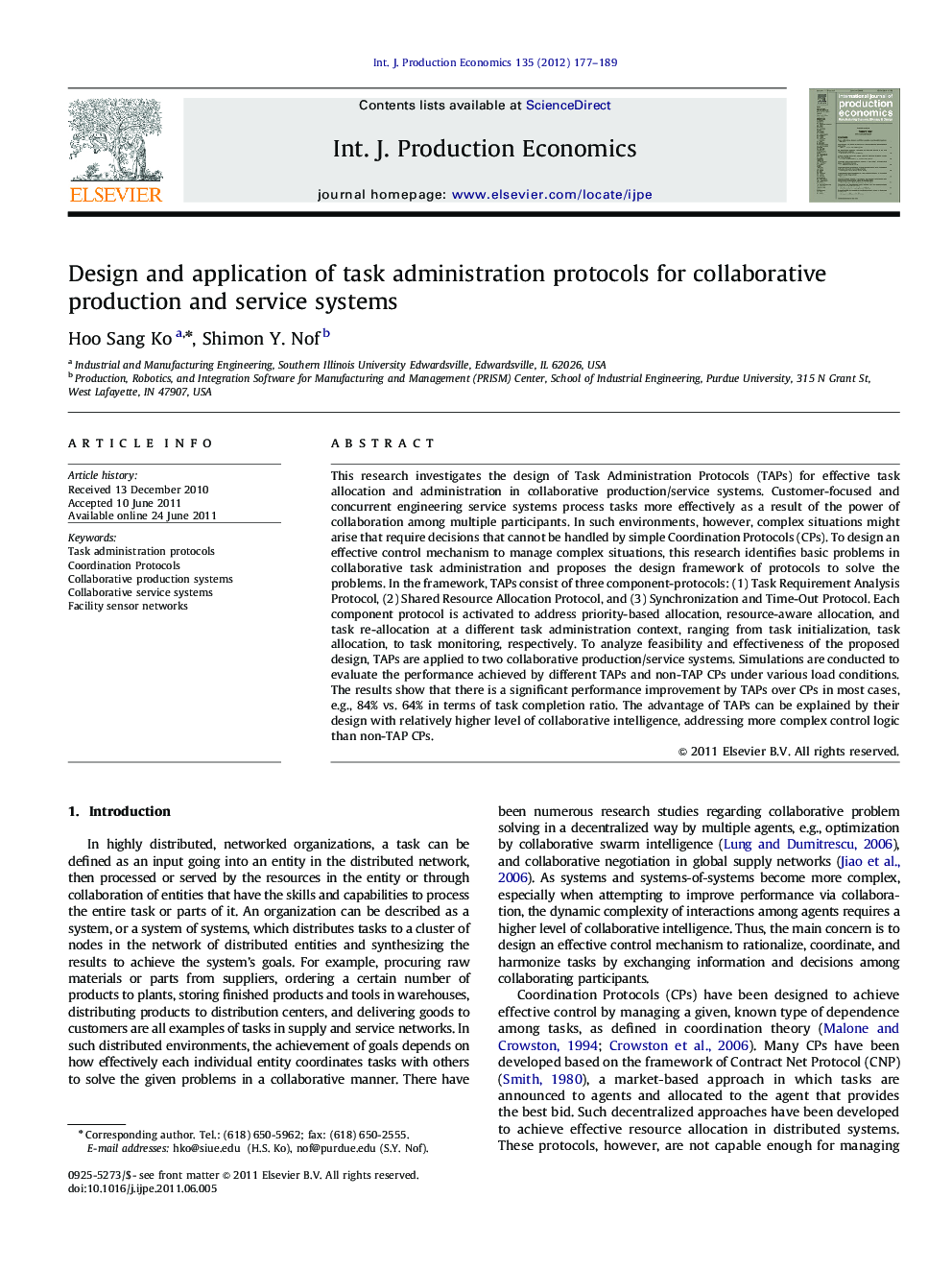 Design and application of task administration protocols for collaborative production and service systems