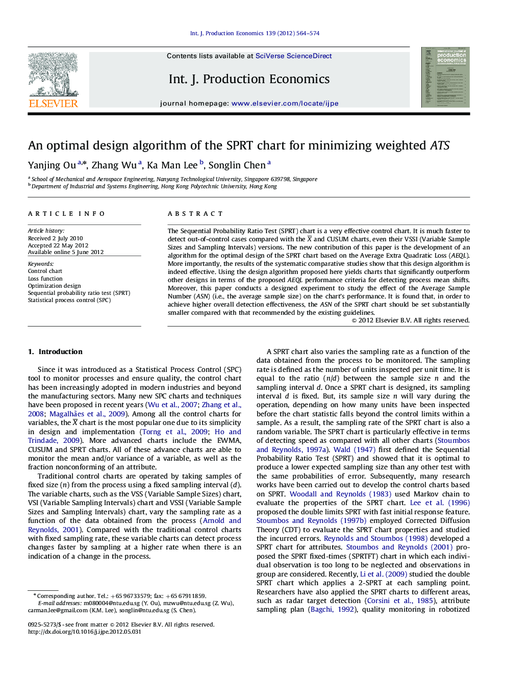 An optimal design algorithm of the SPRT chart for minimizing weighted ATS