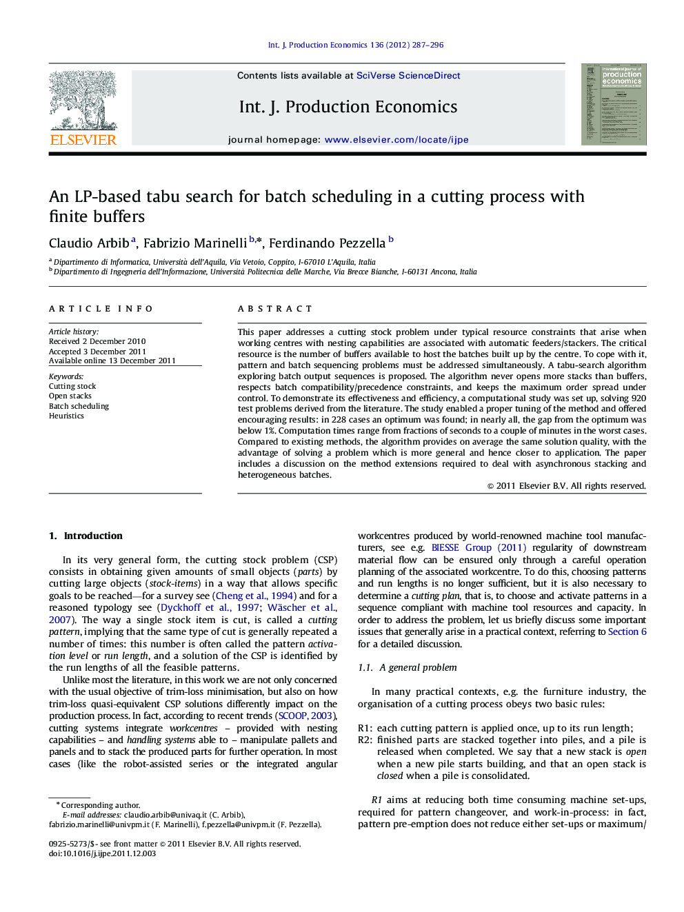 An LP-based tabu search for batch scheduling in a cutting process with finite buffers