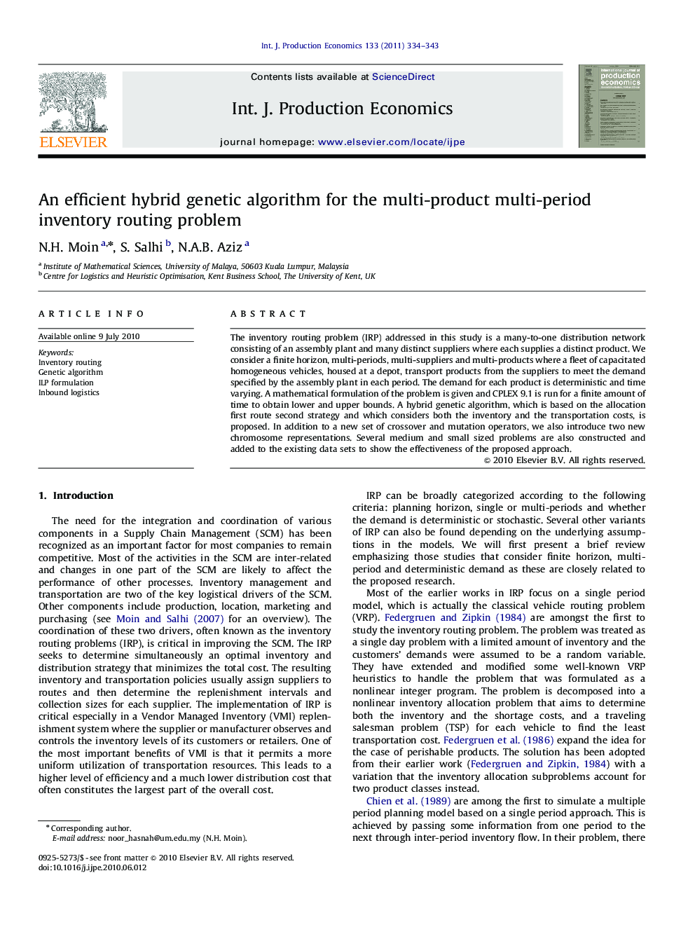 An efficient hybrid genetic algorithm for the multi-product multi-period inventory routing problem