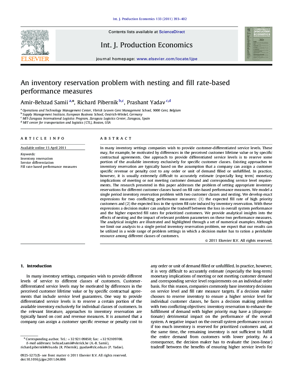 An inventory reservation problem with nesting and fill rate-based performance measures