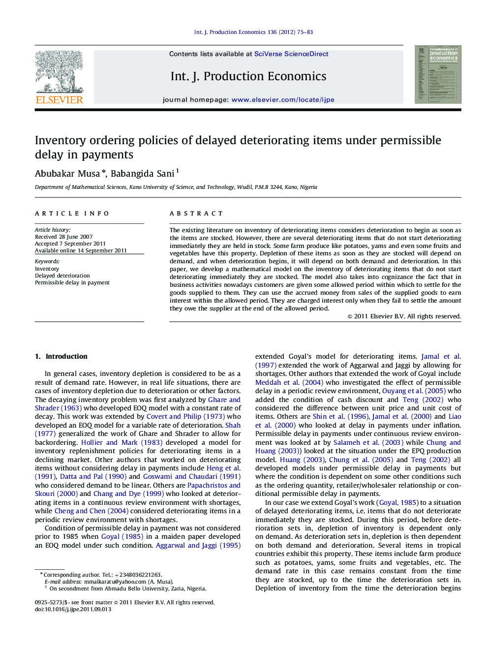 Inventory ordering policies of delayed deteriorating items under permissible delay in payments