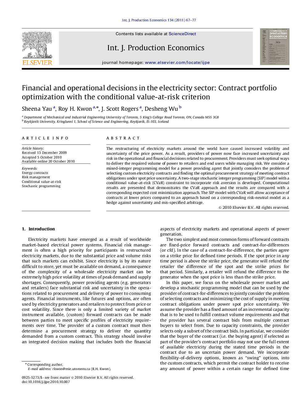 Financial and operational decisions in the electricity sector: Contract portfolio optimization with the conditional value-at-risk criterion