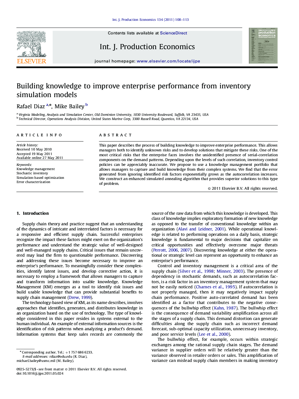 Building knowledge to improve enterprise performance from inventory simulation models