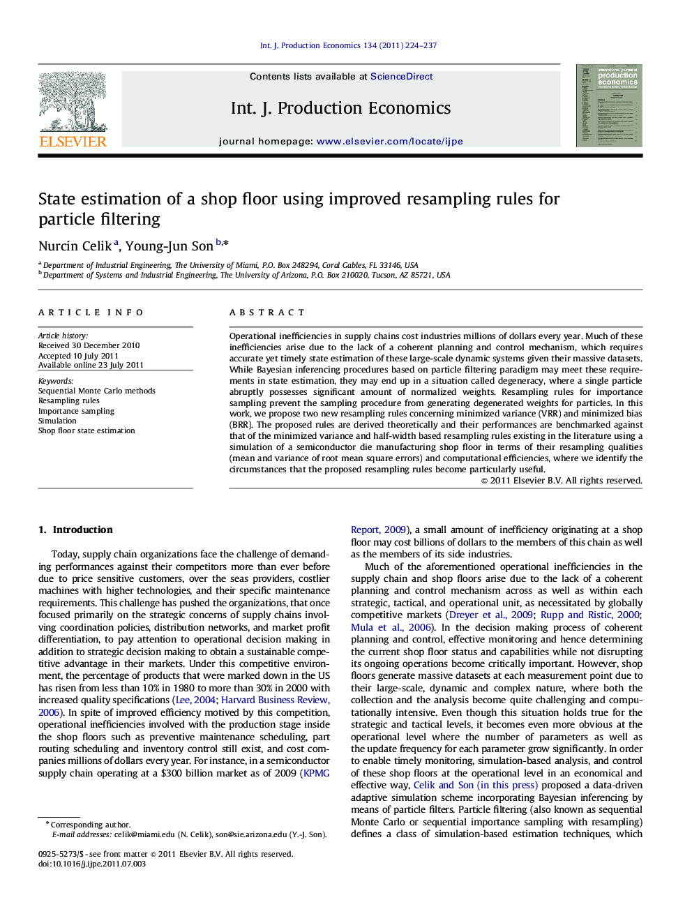 State estimation of a shop floor using improved resampling rules for particle filtering