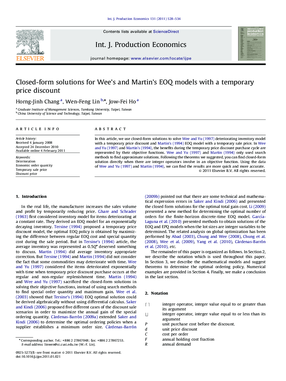 Closed-form solutions for Wee's and Martin's EOQ models with a temporary price discount