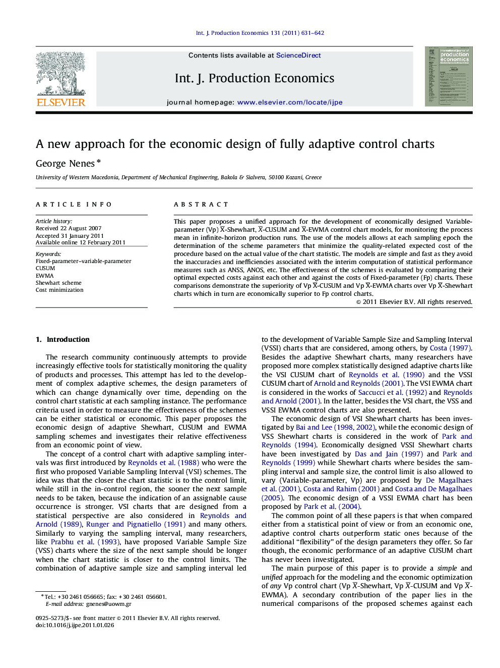 A new approach for the economic design of fully adaptive control charts