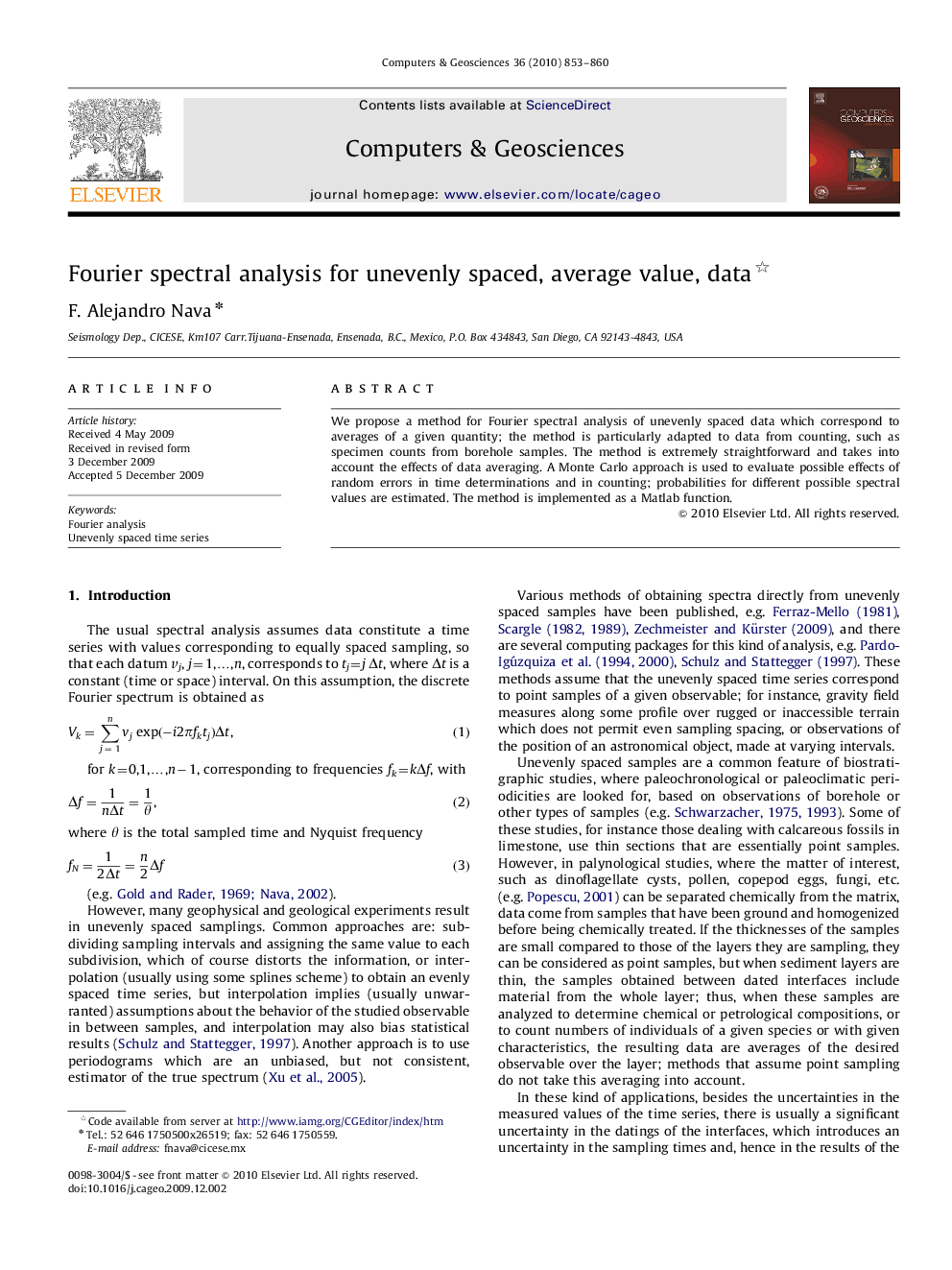 Fourier spectral analysis for unevenly spaced, average value, data 