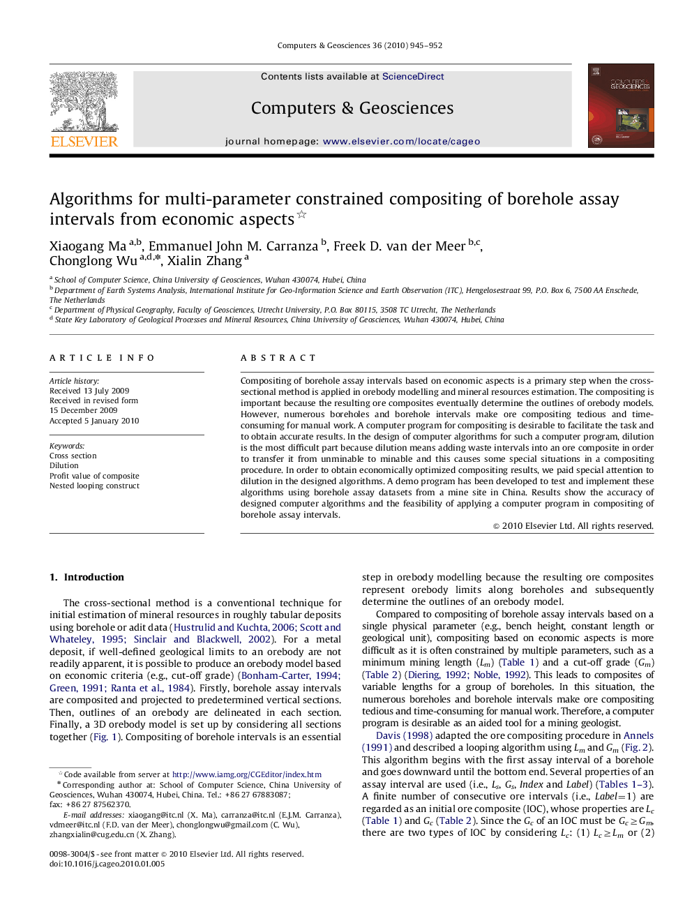 Algorithms for multi-parameter constrained compositing of borehole assay intervals from economic aspects 