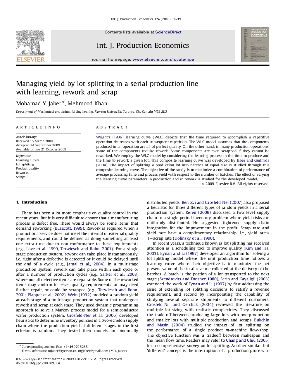 Managing yield by lot splitting in a serial production line with learning, rework and scrap