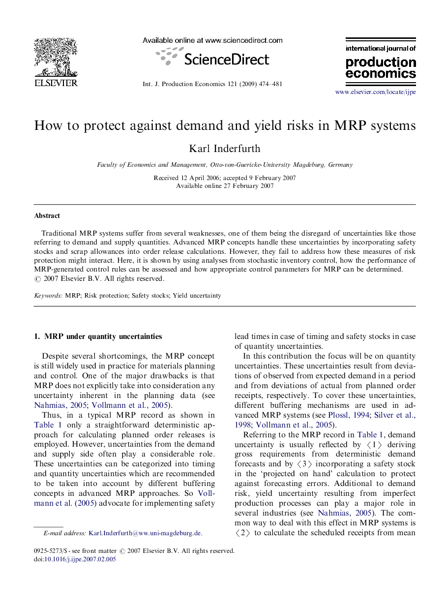 How to protect against demand and yield risks in MRP systems