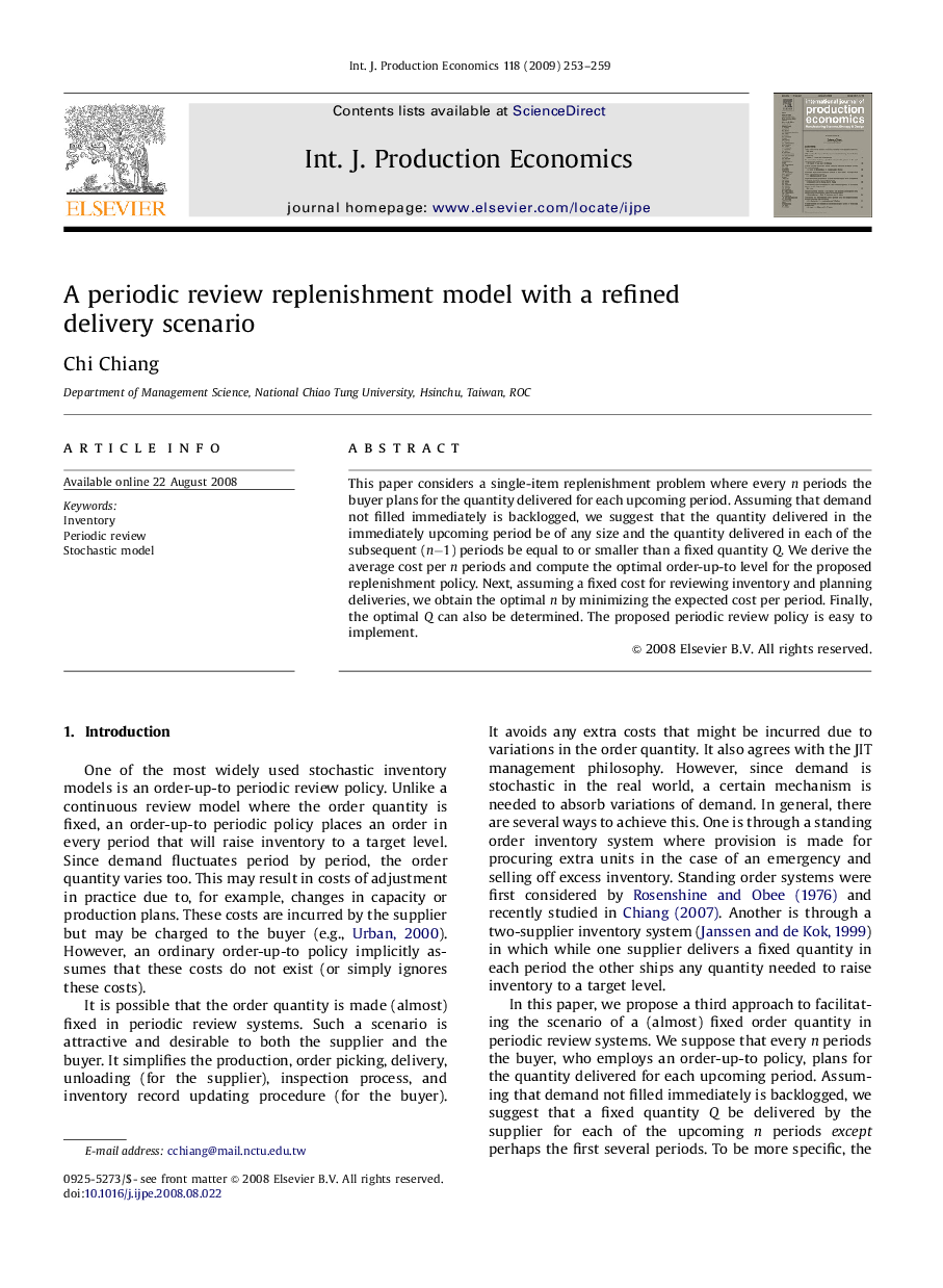 A periodic review replenishment model with a refined delivery scenario