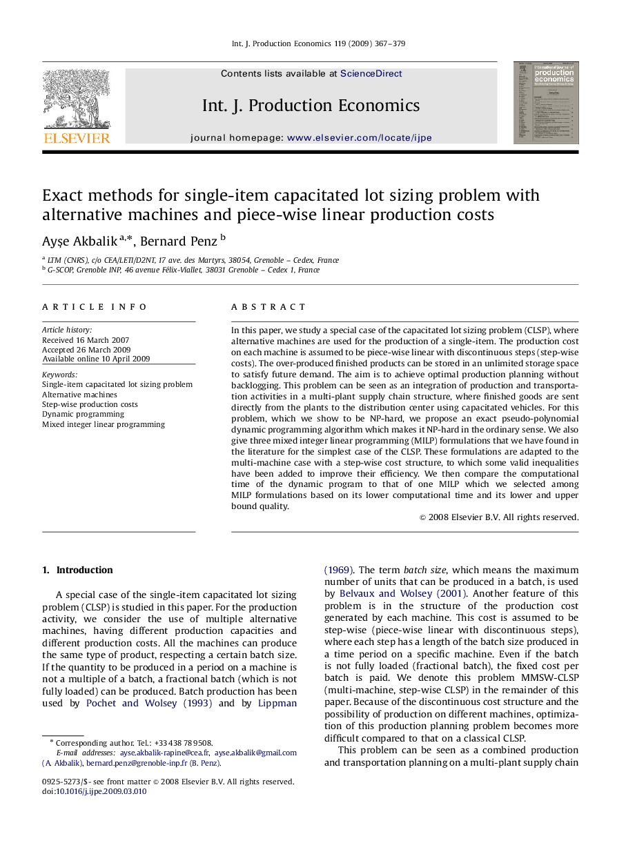 Exact methods for single-item capacitated lot sizing problem with alternative machines and piece-wise linear production costs