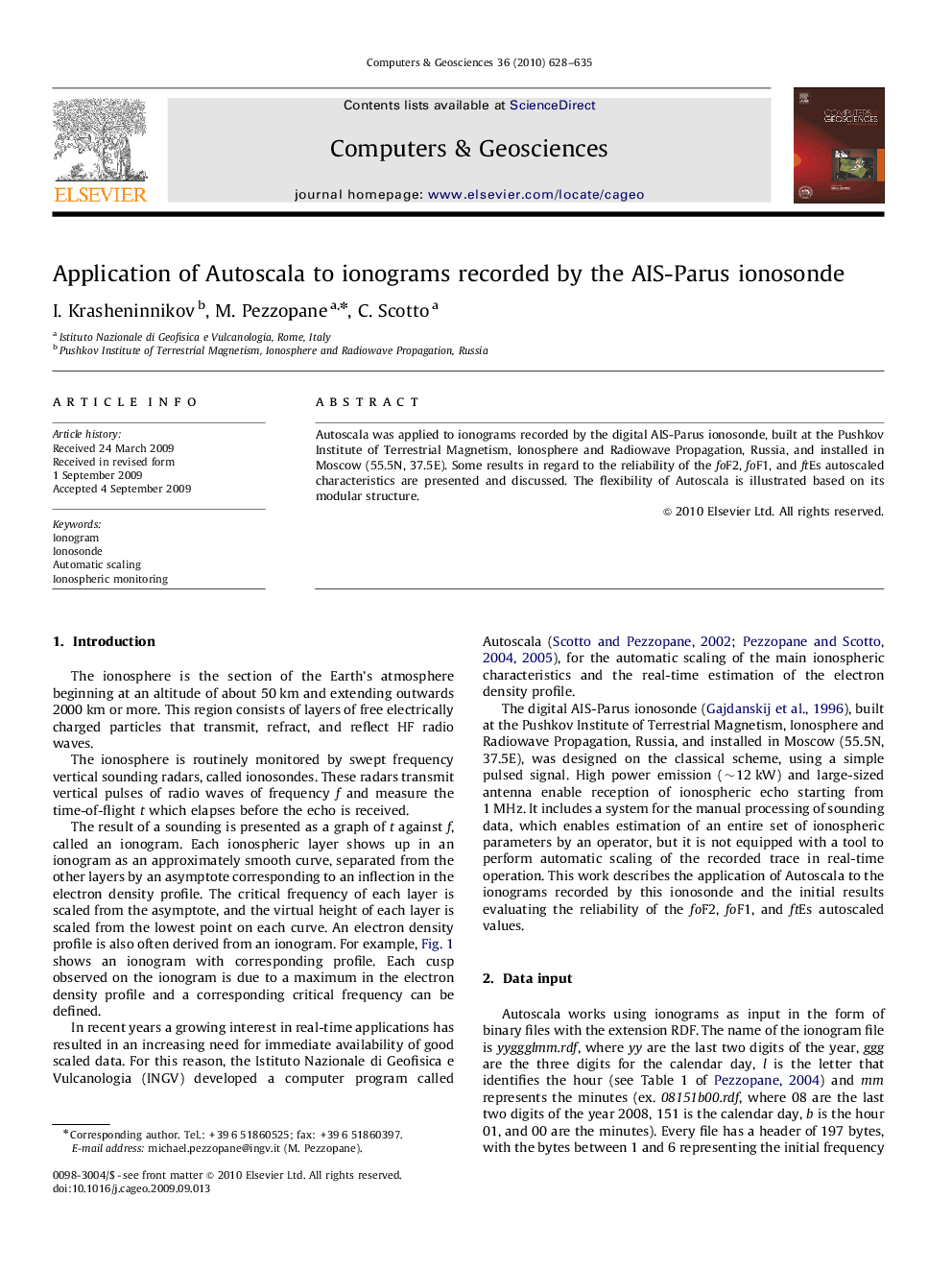 Application of Autoscala to ionograms recorded by the AIS-Parus ionosonde