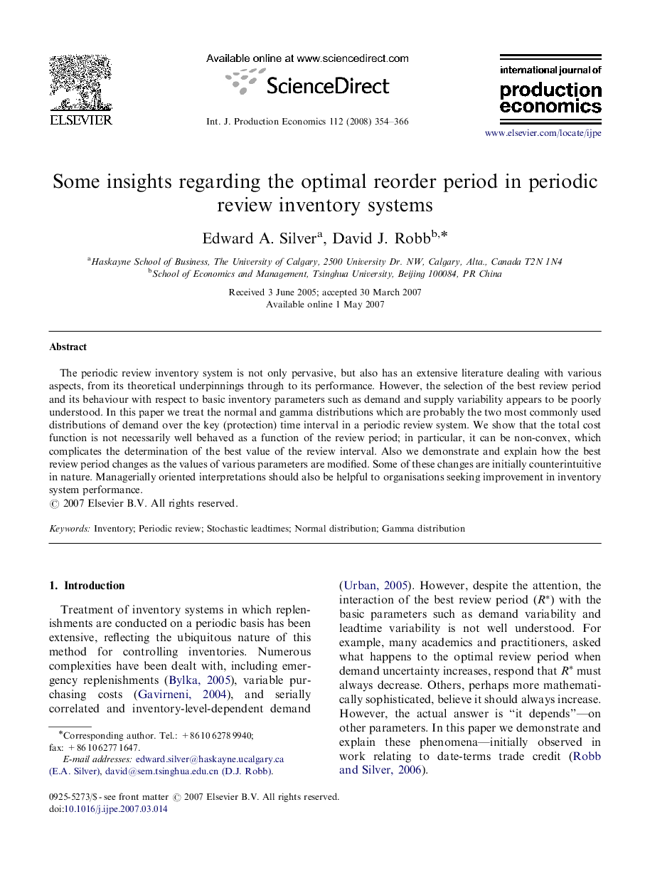 Some insights regarding the optimal reorder period in periodic review inventory systems