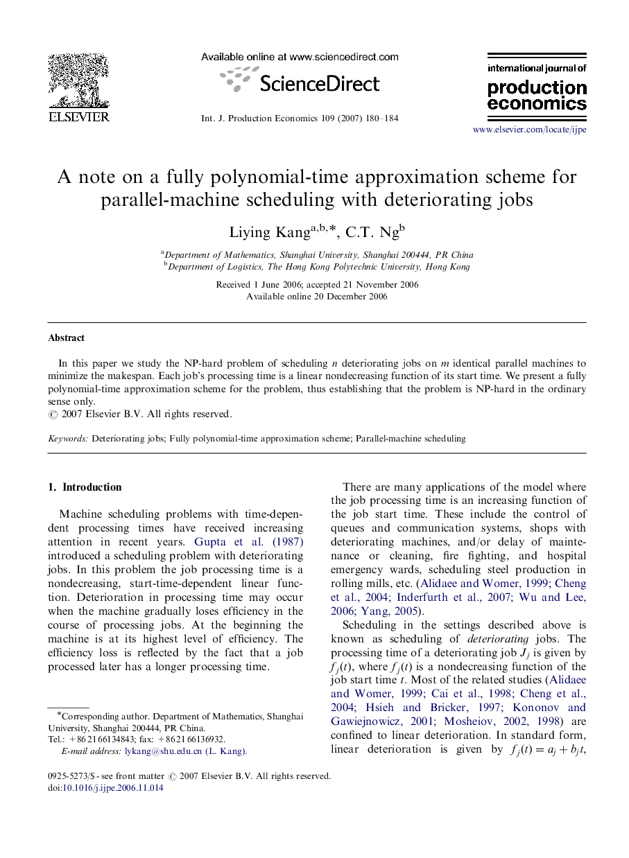 A note on a fully polynomial-time approximation scheme for parallel-machine scheduling with deteriorating jobs