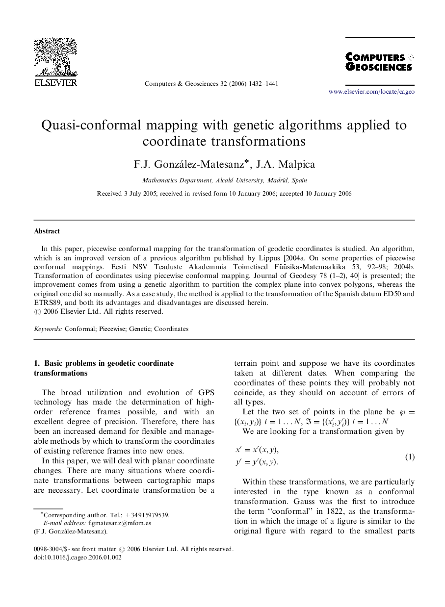 Quasi-conformal mapping with genetic algorithms applied to coordinate transformations