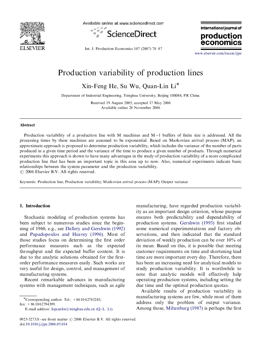 Production variability of production lines