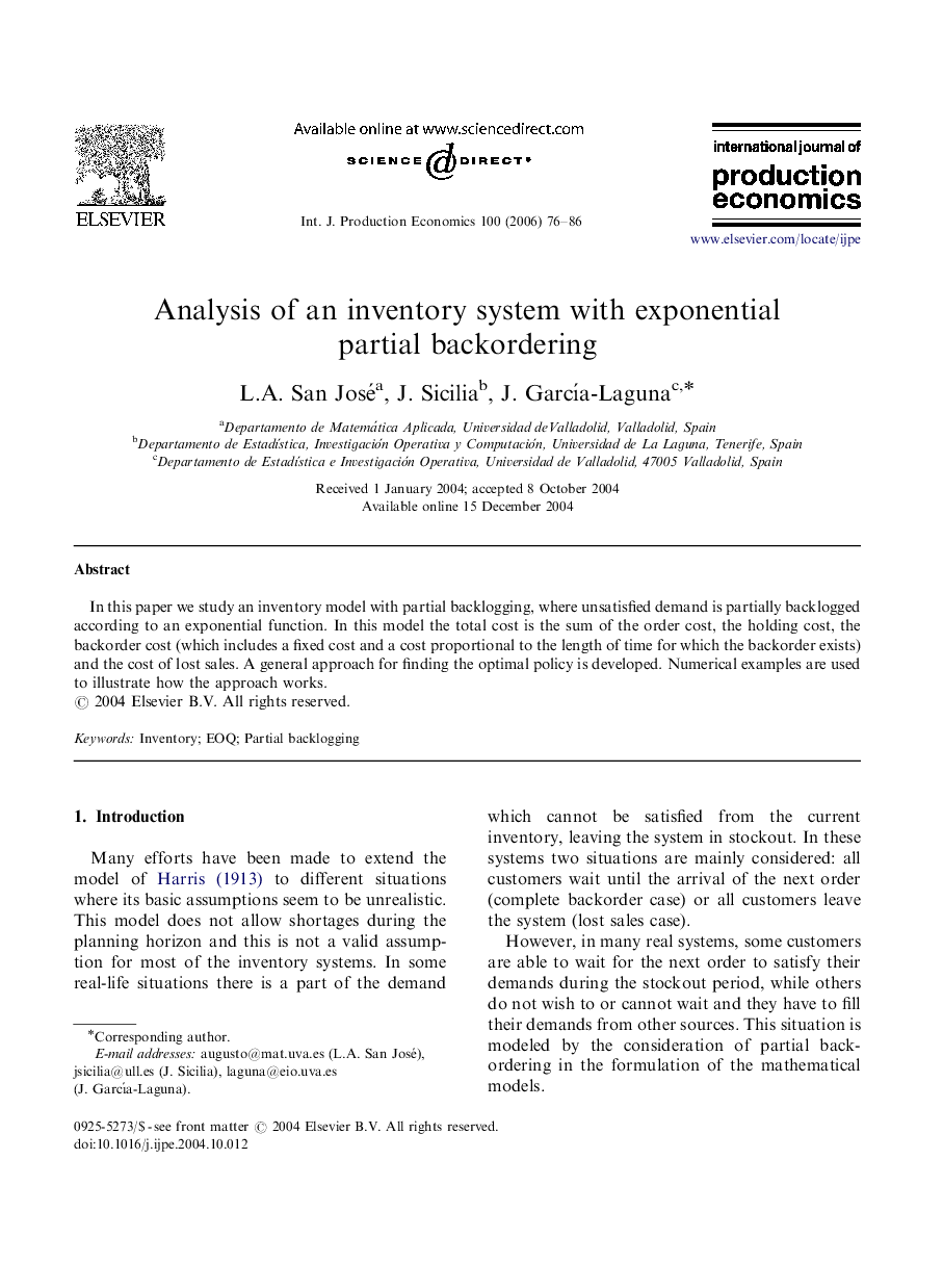 Analysis of an inventory system with exponential partial backordering