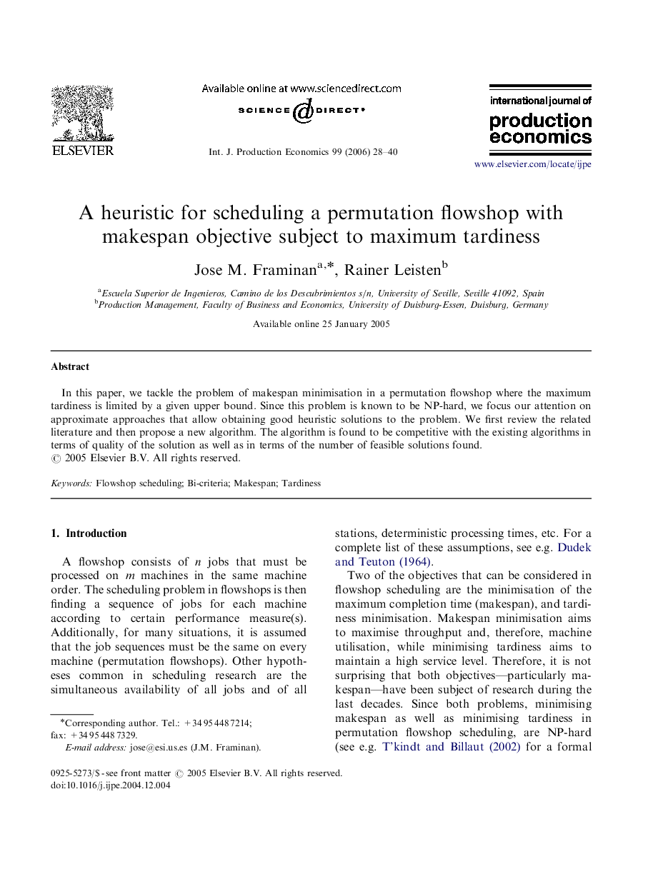 A heuristic for scheduling a permutation flowshop with makespan objective subject to maximum tardiness