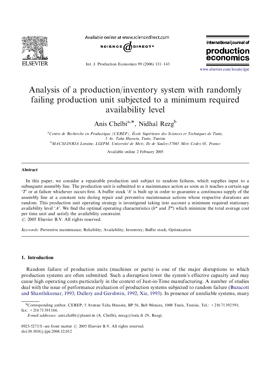 Analysis of a production/inventory system with randomly failing production unit subjected to a minimum required availability level