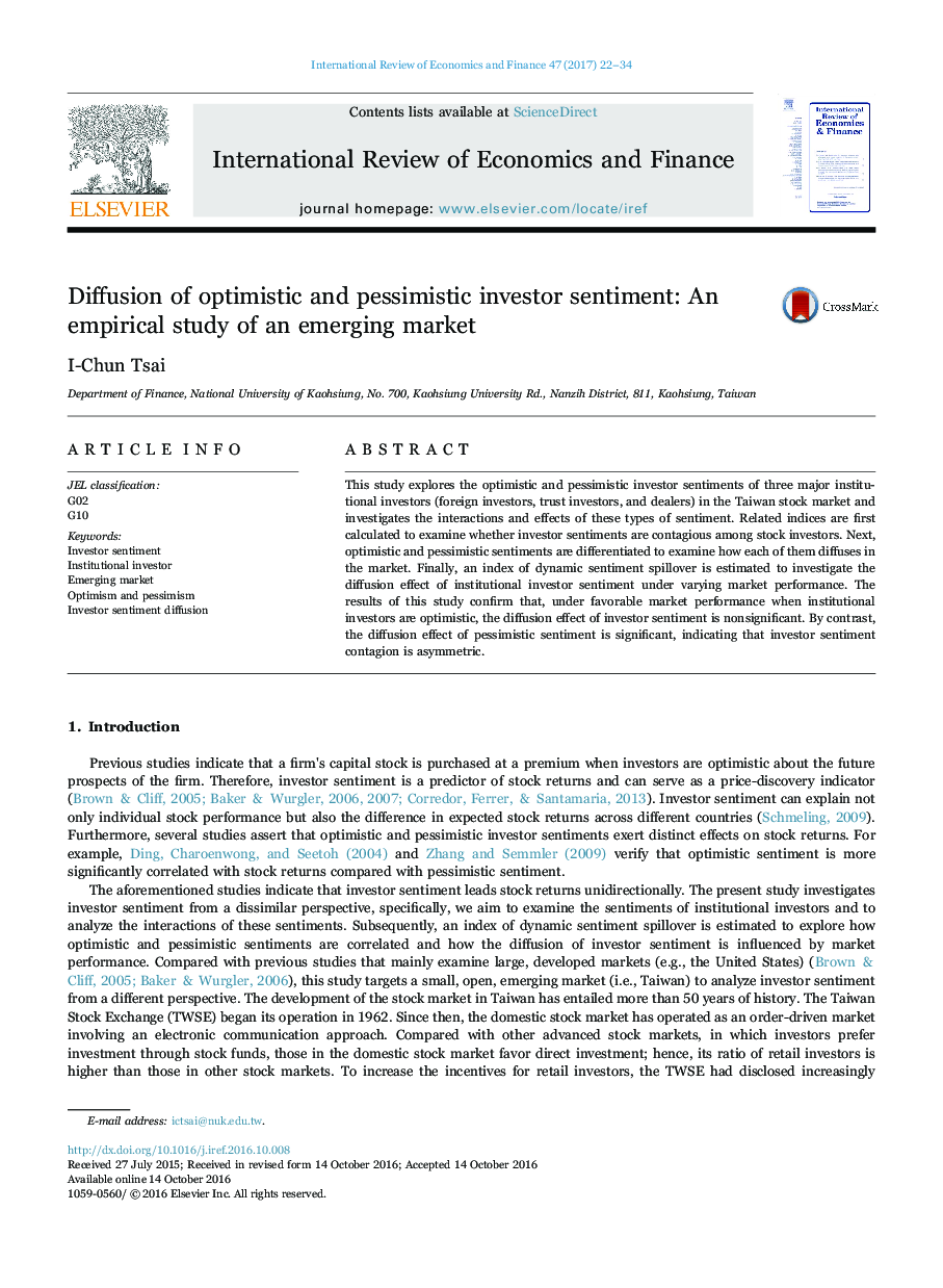 Diffusion of optimistic and pessimistic investor sentiment: An empirical study of an emerging market