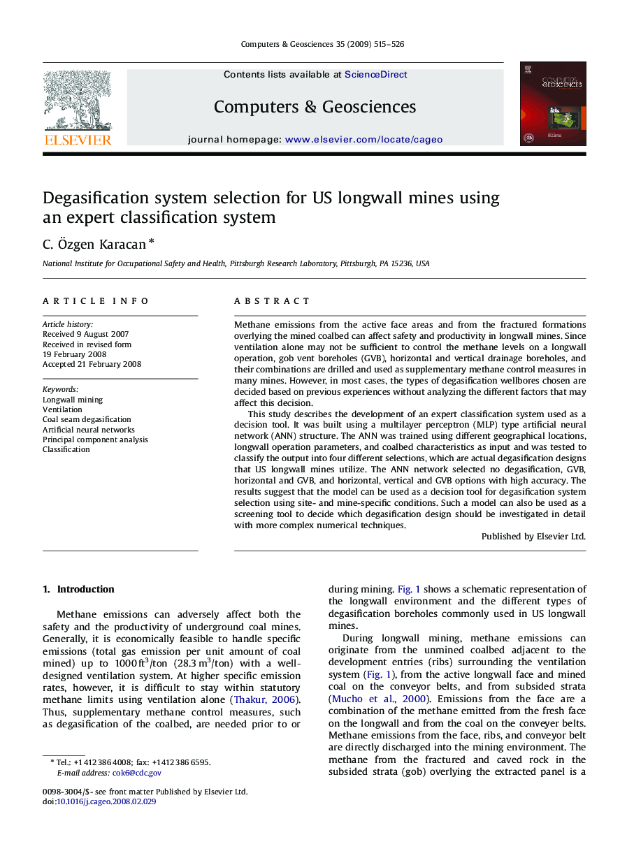 Degasification system selection for US longwall mines using an expert classification system