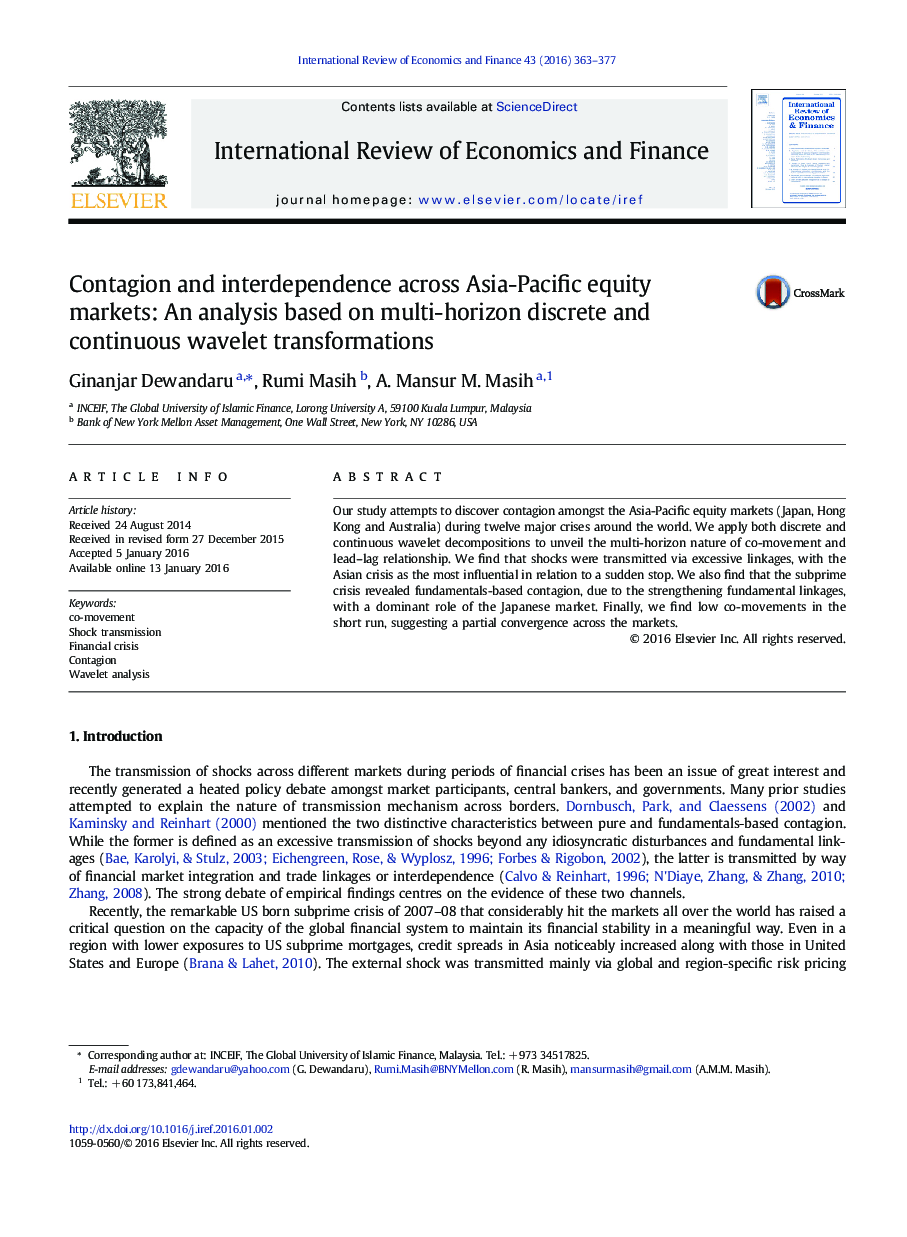 Contagion and interdependence across Asia-Pacific equity markets: An analysis based on multi-horizon discrete and continuous wavelet transformations