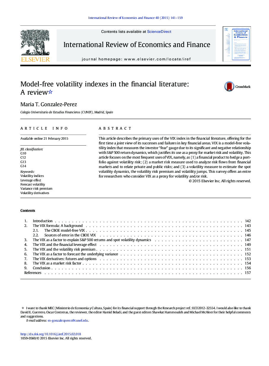 Model-free volatility indexes in the financial literature: A review