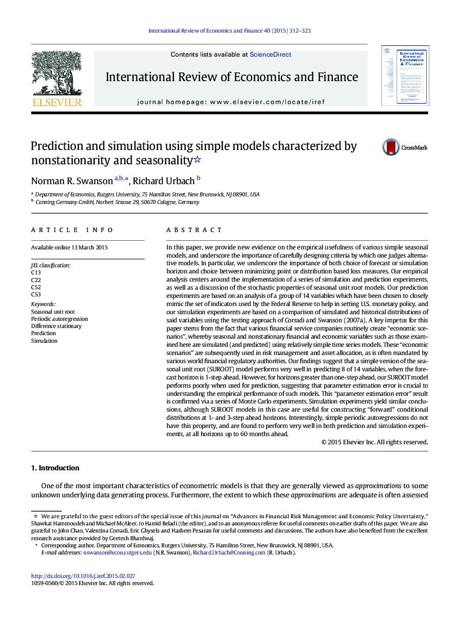 Prediction and simulation using simple models characterized by nonstationarity and seasonality