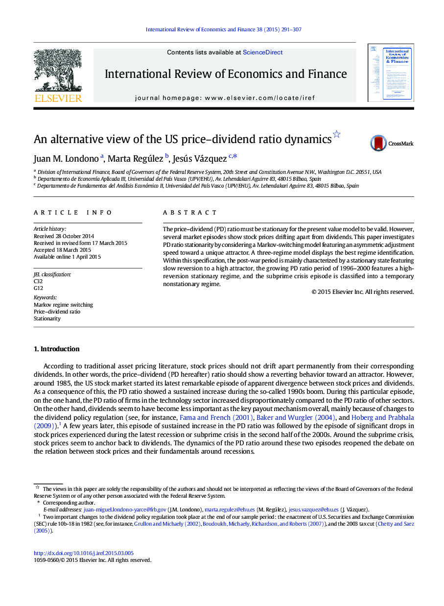 An alternative view of the US price-dividend ratio dynamics