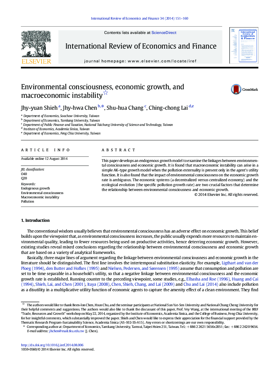 Environmental consciousness, economic growth, and macroeconomic instability