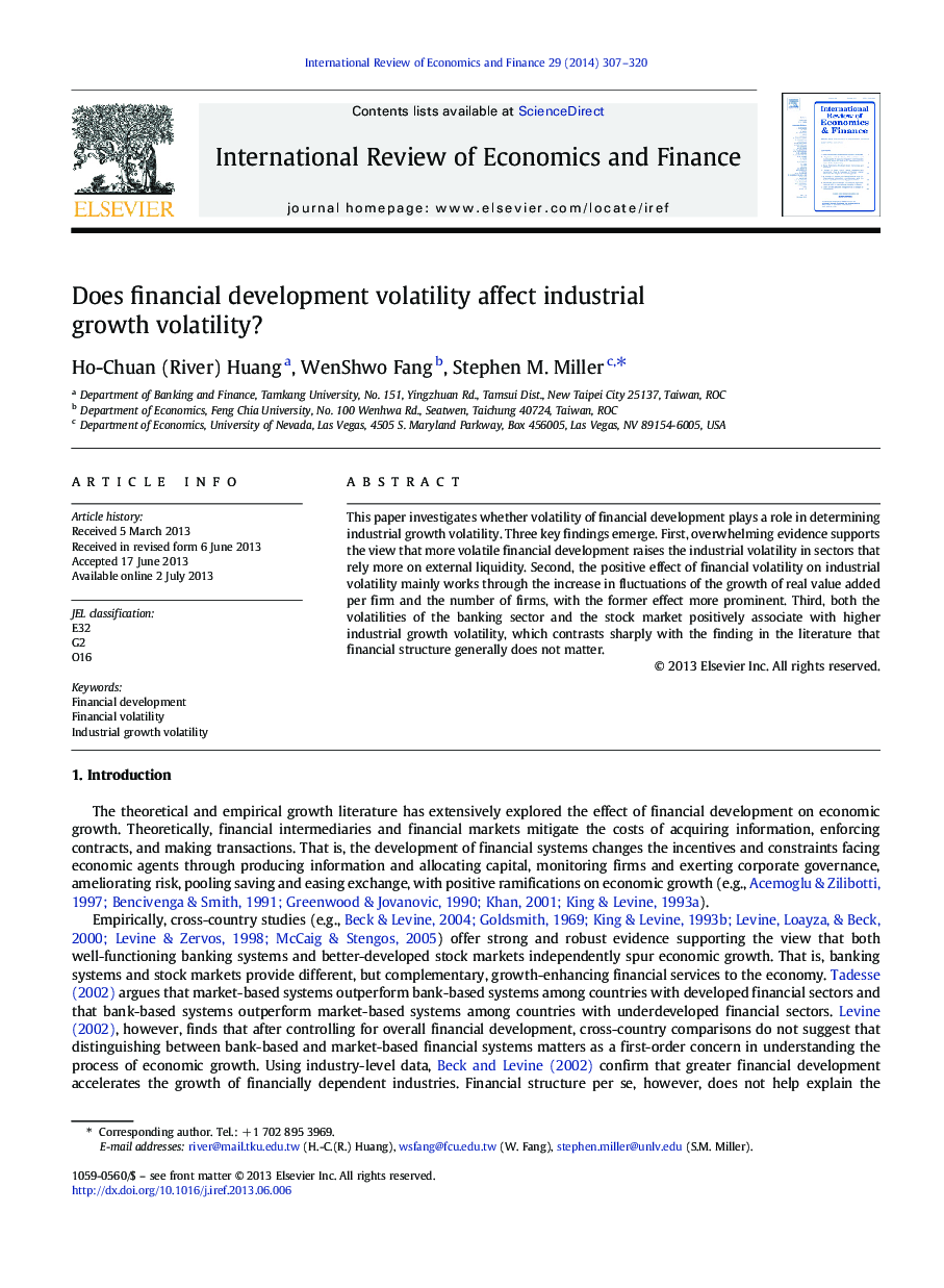 Does financial development volatility affect industrial growth volatility?