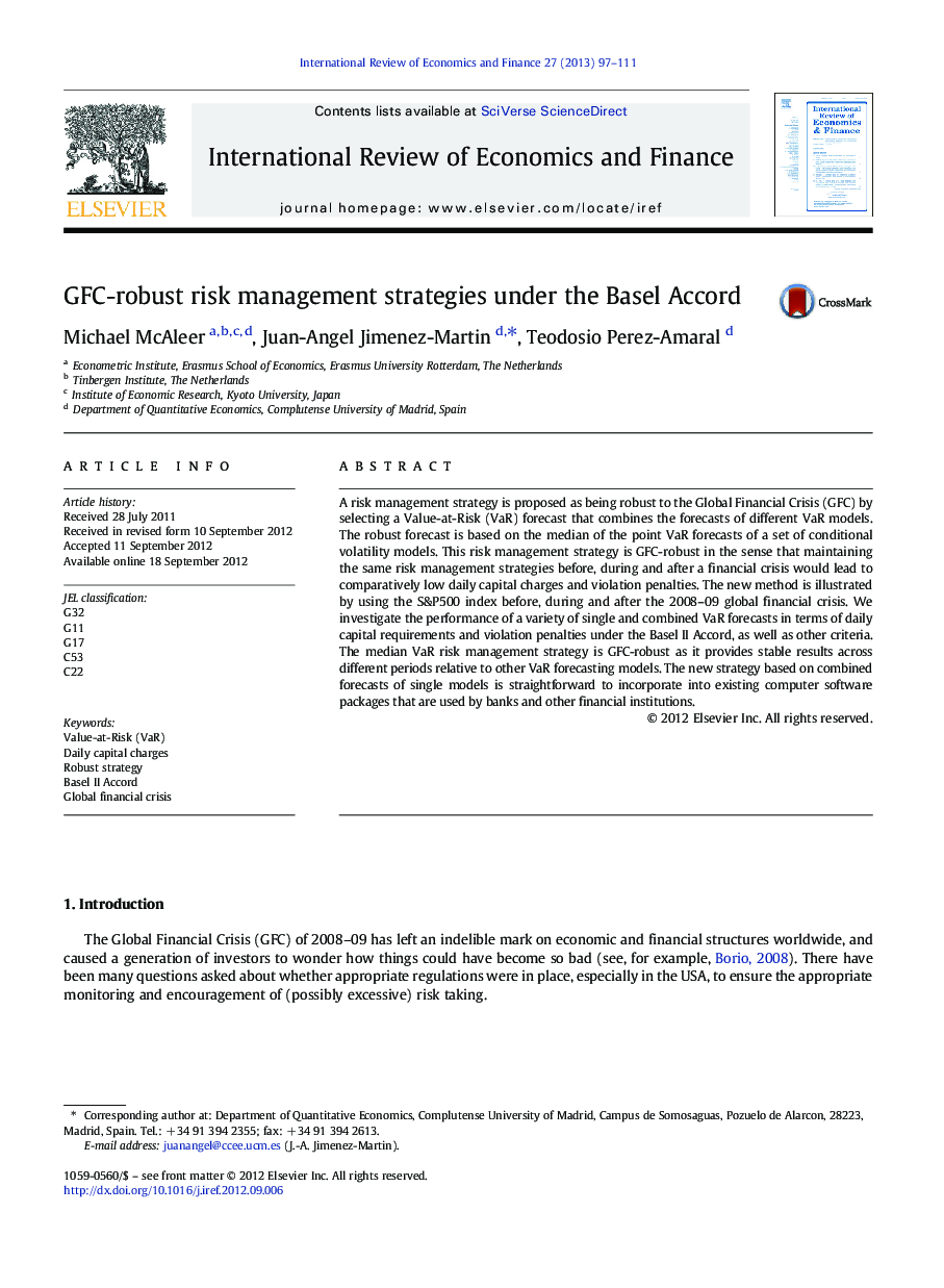 GFC-robust risk management strategies under the Basel Accord