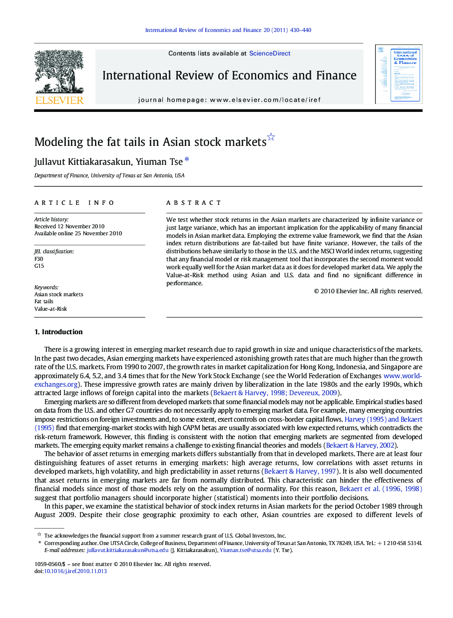 Modeling the fat tails in Asian stock markets