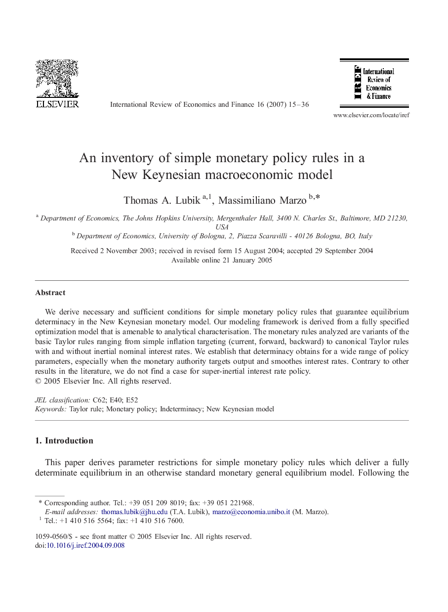 An inventory of simple monetary policy rules in a New Keynesian macroeconomic model