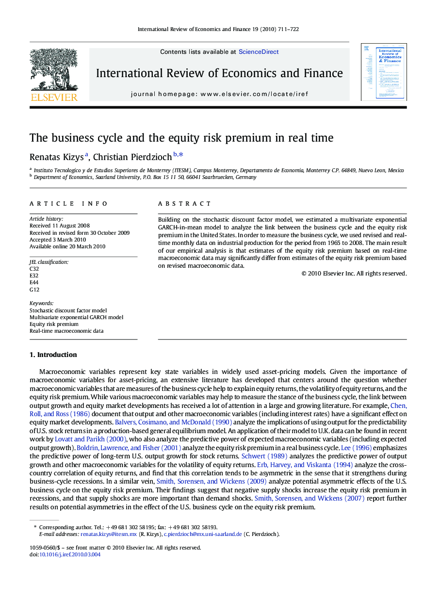 The business cycle and the equity risk premium in real time