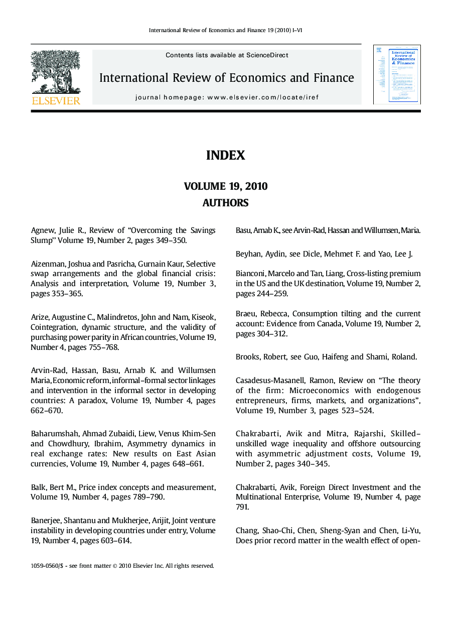 Index of Authors Volume 19