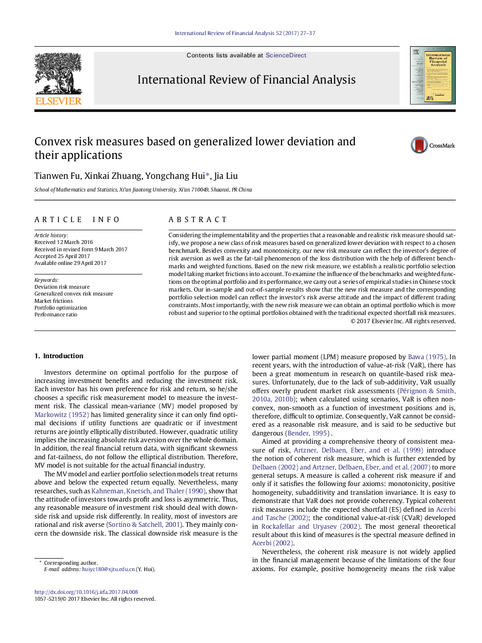 Convex risk measures based on generalized lower deviation and their applications